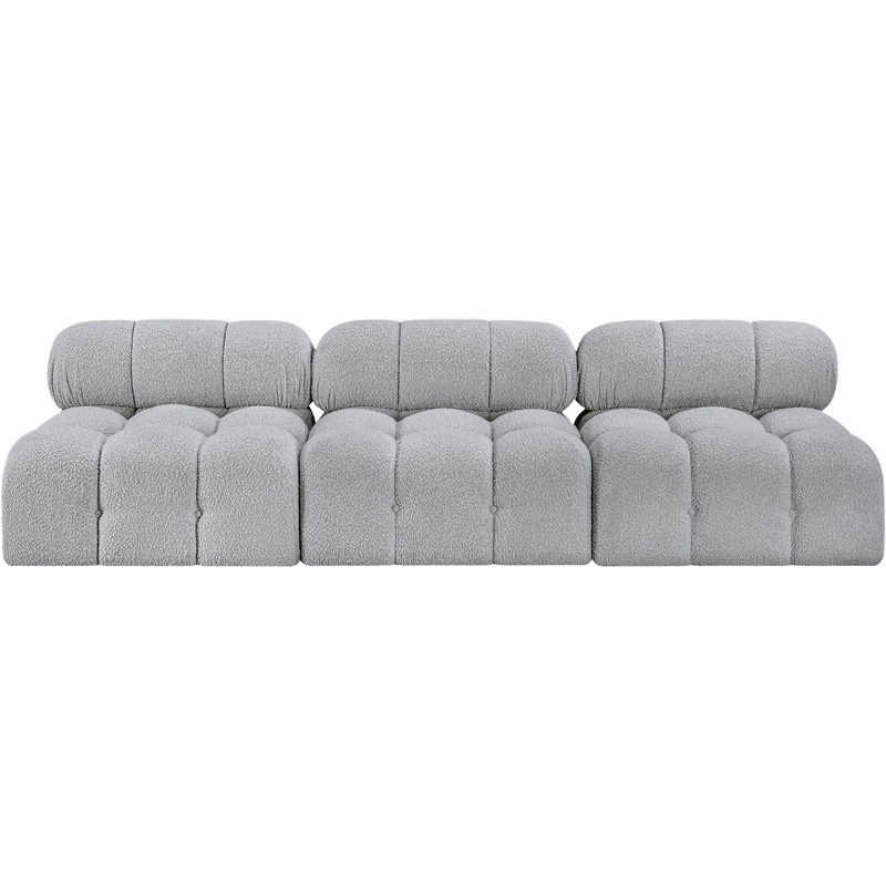 meridian furniture ames grey boucle fabric modular sofa