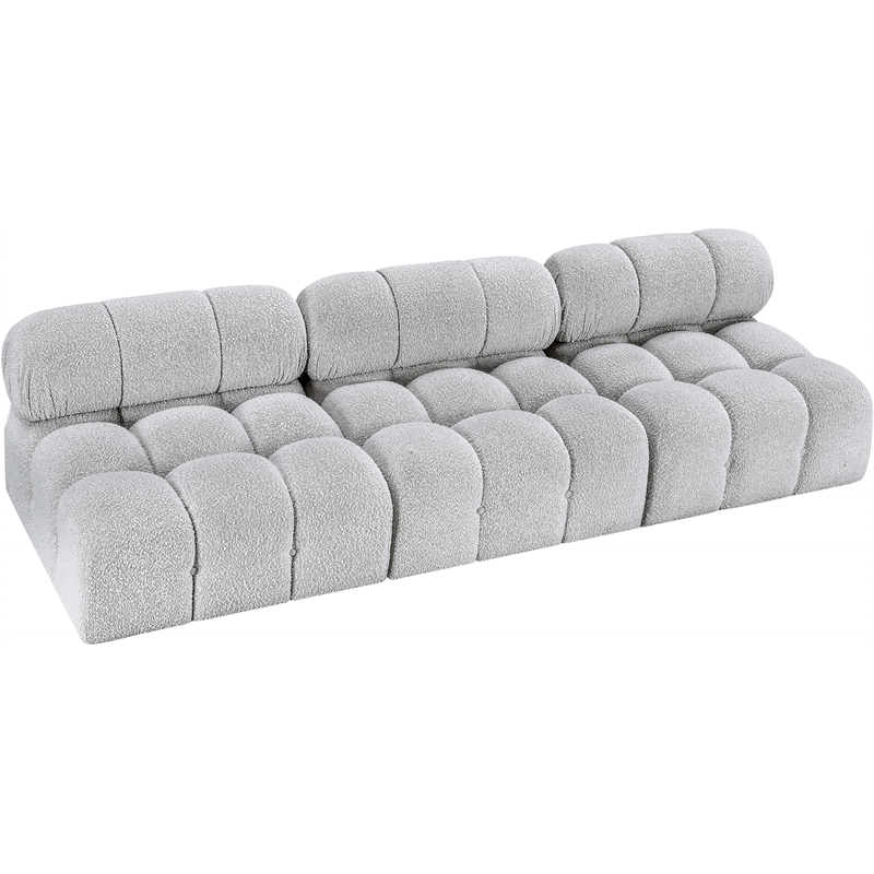 meridian furniture ames grey boucle fabric modular sofa