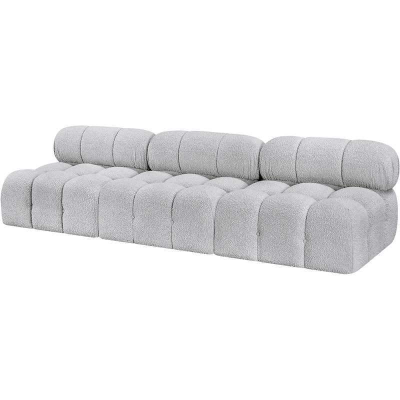 meridian furniture ames grey boucle fabric modular sofa
