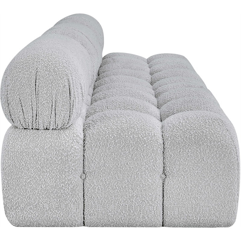 meridian furniture ames grey boucle fabric modular sofa
