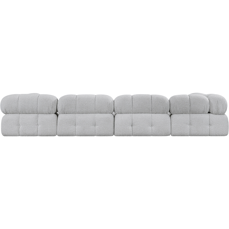 meridian furniture ames grey boucle fabric modular sofa
