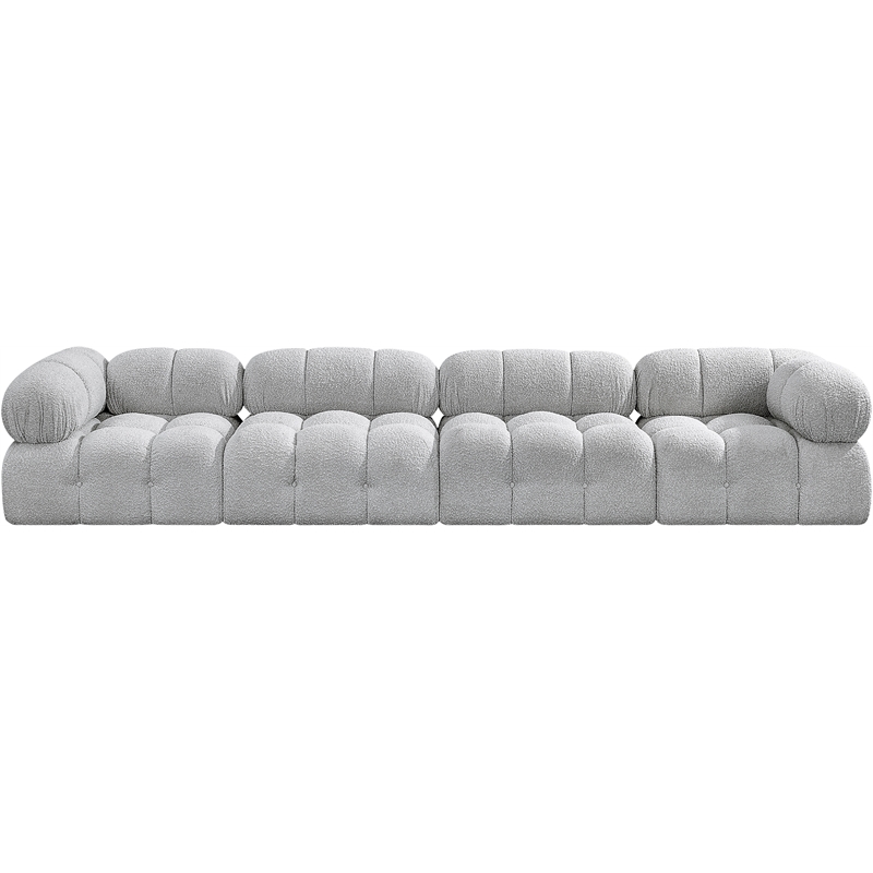 meridian furniture ames grey boucle fabric modular sofa