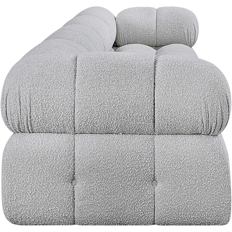 meridian furniture ames grey boucle fabric modular sofa