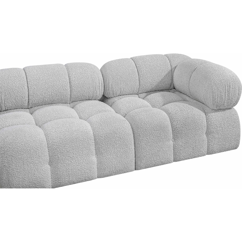 meridian furniture ames grey boucle fabric modular sofa