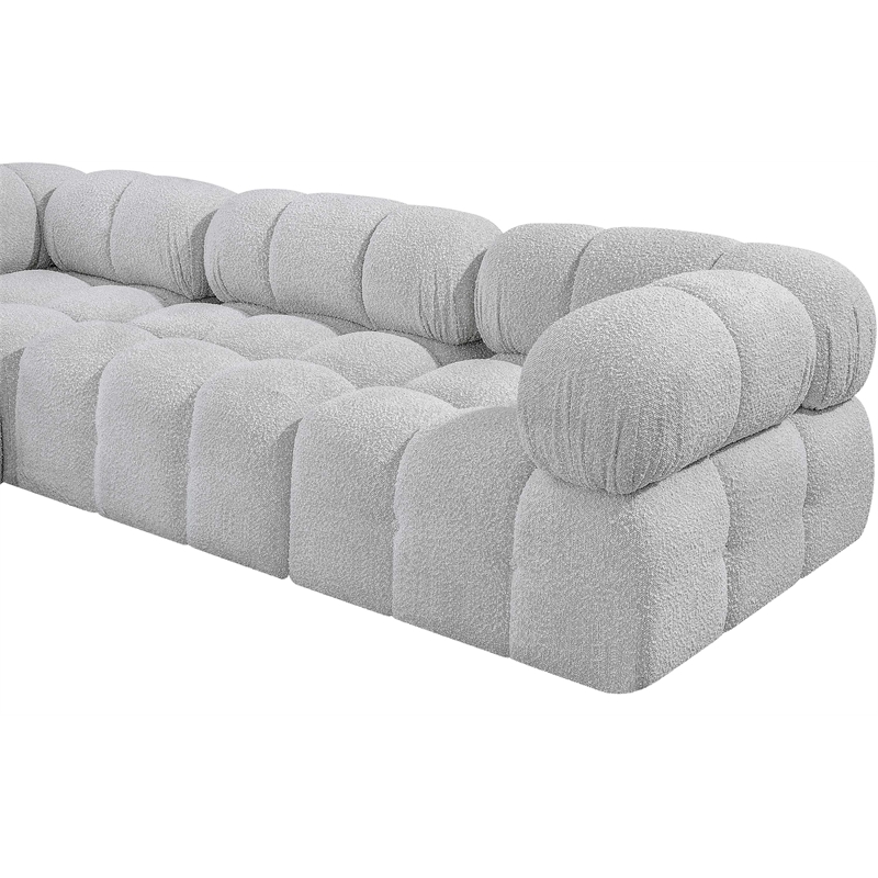 meridian furniture ames grey boucle fabric modular sofa