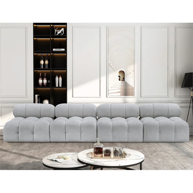 Meridian Furniture Ames Grey Boucle Fabric Modular Sofa