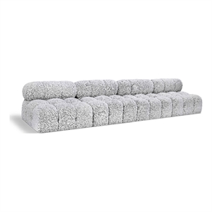 meridian furniture ames grey boucle fabric modular sofa