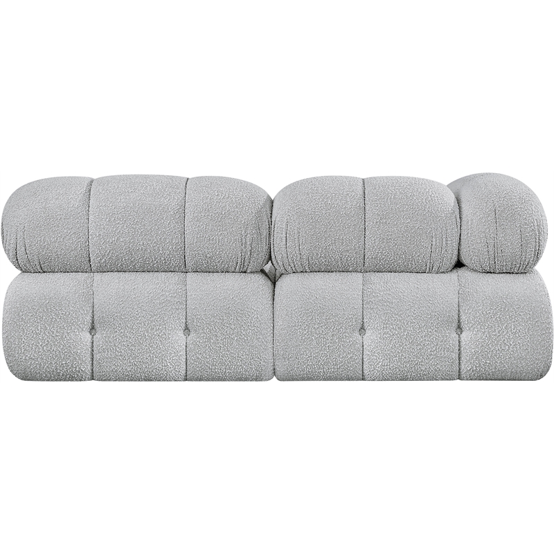 meridian furniture ames grey boucle fabric modular sofa