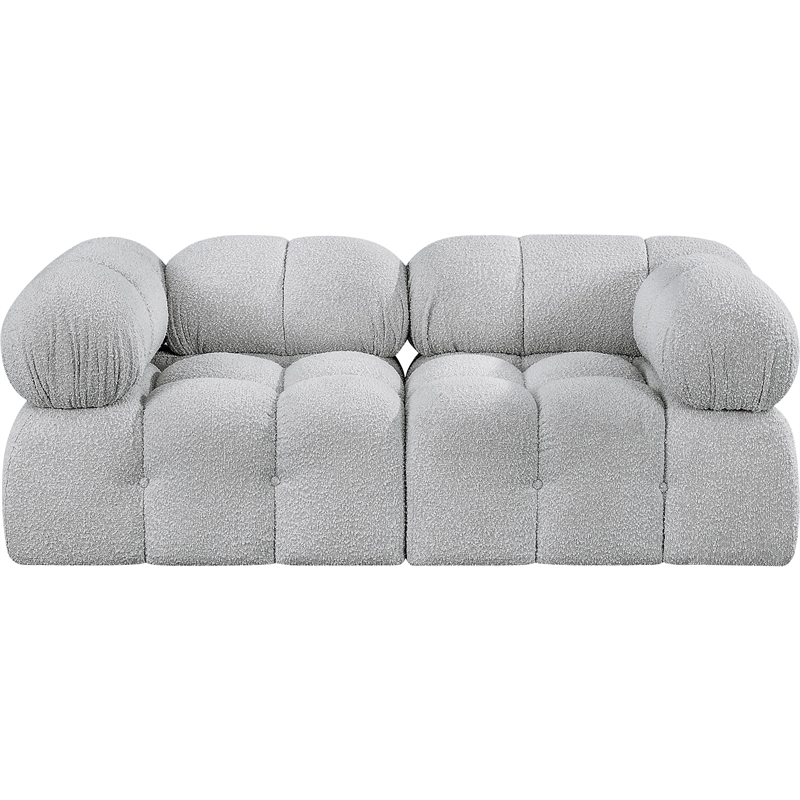 meridian furniture ames grey boucle fabric modular sofa