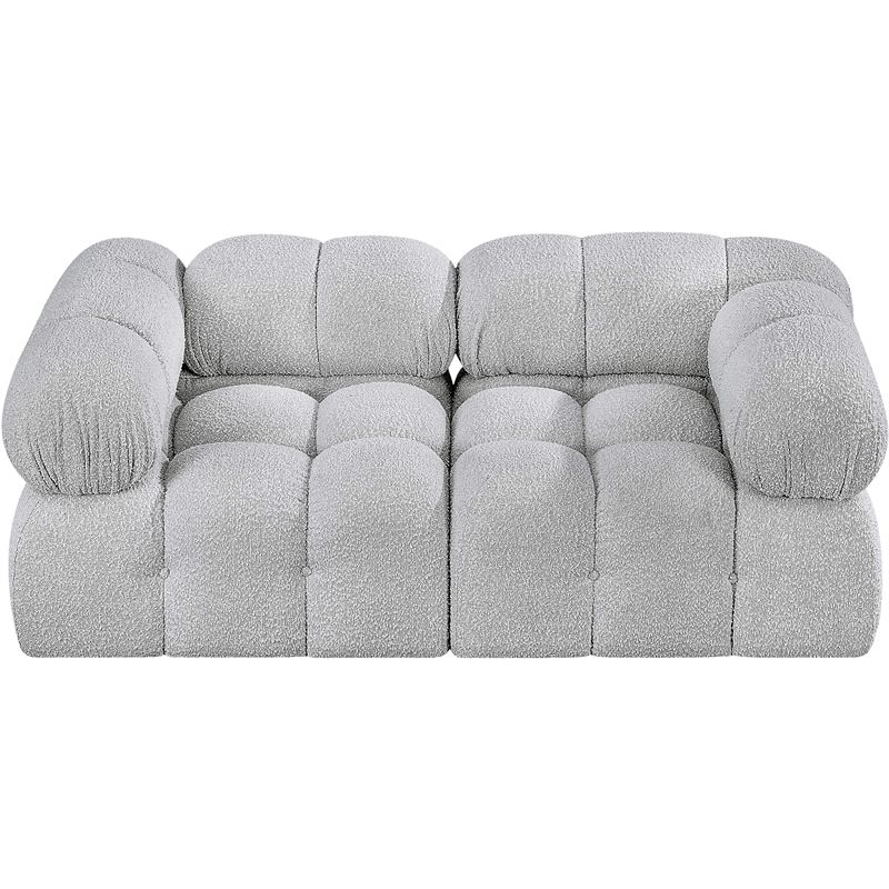 meridian furniture ames grey boucle fabric modular sofa