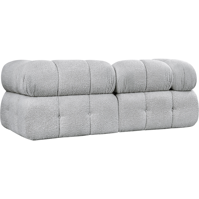 meridian furniture ames grey boucle fabric modular sofa
