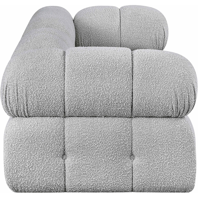 meridian furniture ames grey boucle fabric modular sofa