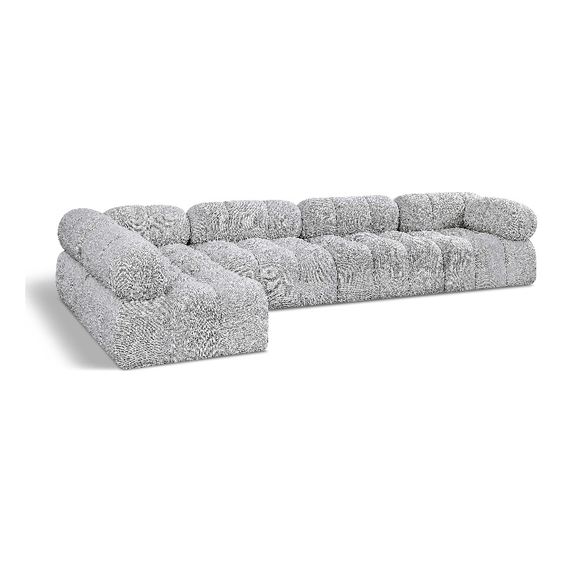 Meridian Furniture Ames Grey Boucle Fabric Modular Sectional
