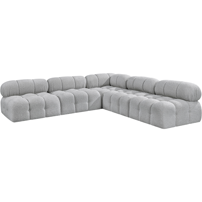 Meridian Furniture Ames Grey Boucle Fabric Modular Sectional