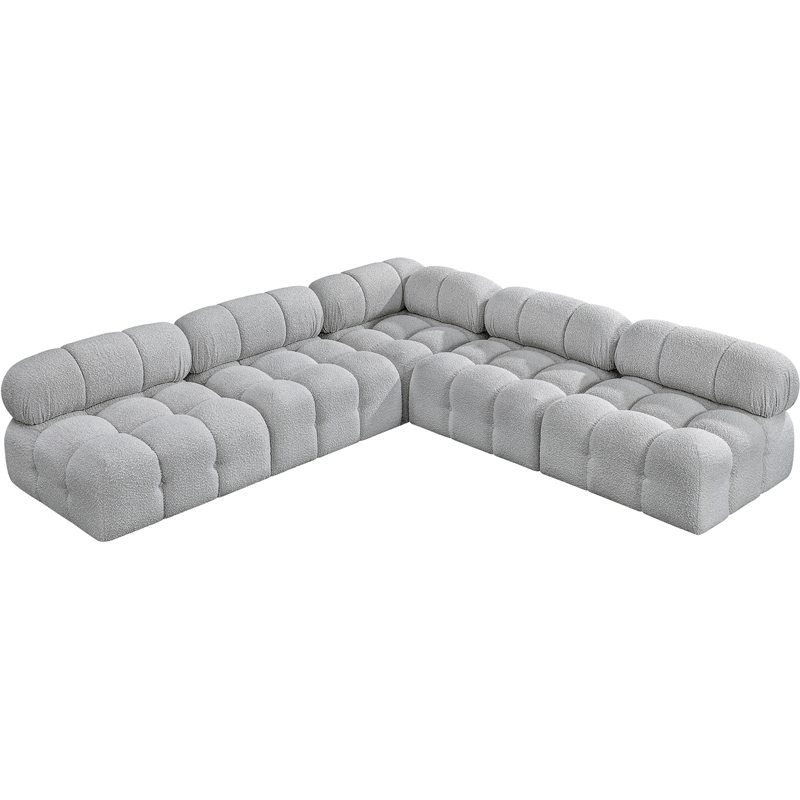 Meridian Furniture Ames Grey Boucle Fabric Modular Sectional