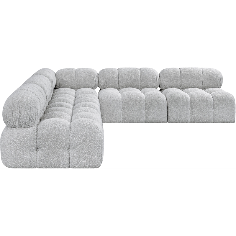 Meridian Furniture Ames Grey Boucle Fabric Modular Sectional