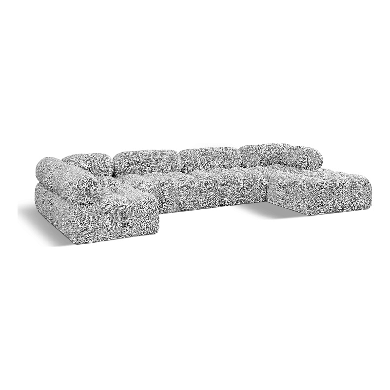 Meridian Furniture Ames Grey Boucle Fabric Modular Sectional
