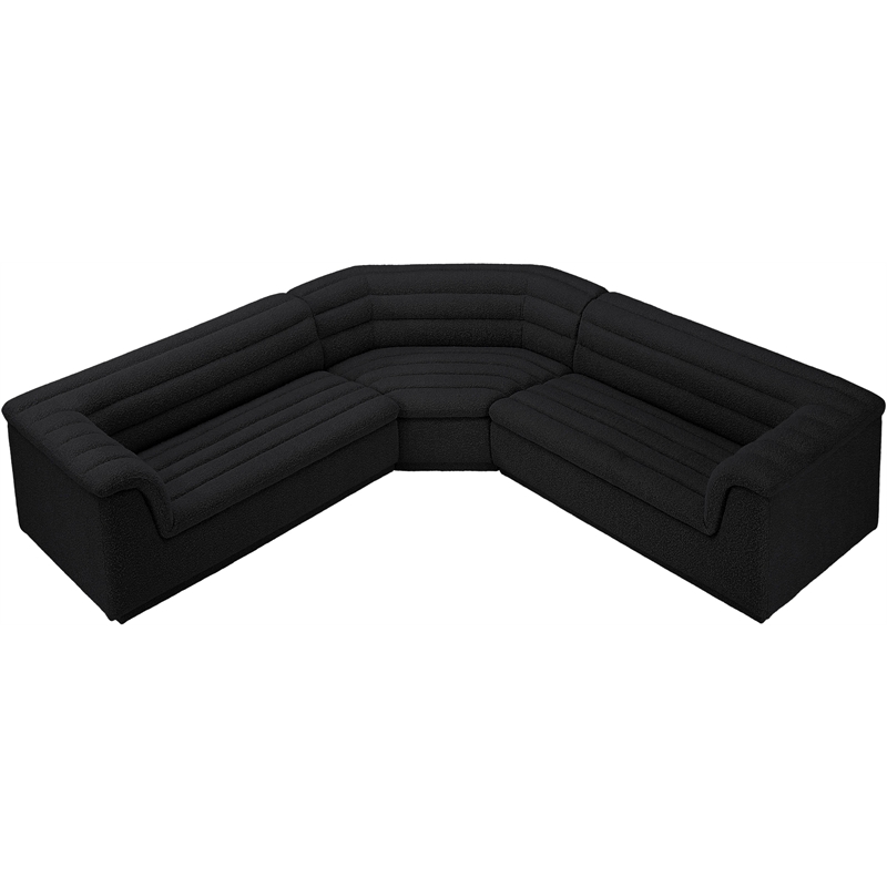 Meridian Furniture Cascade Black Boucle Fabric Modular Sectional