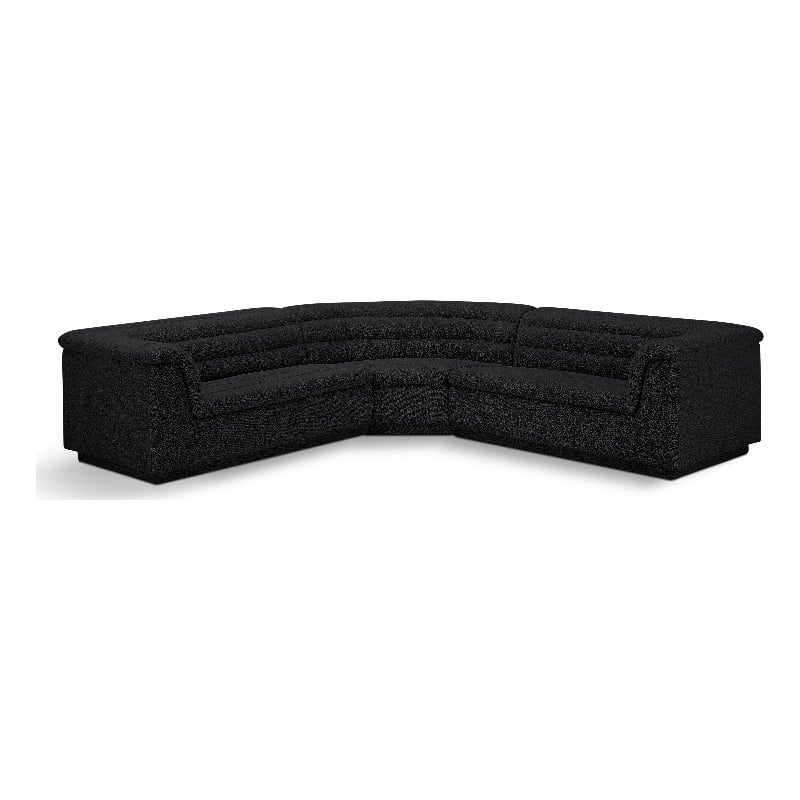 Meridian Furniture Cascade Black Boucle Fabric Modular Sectional