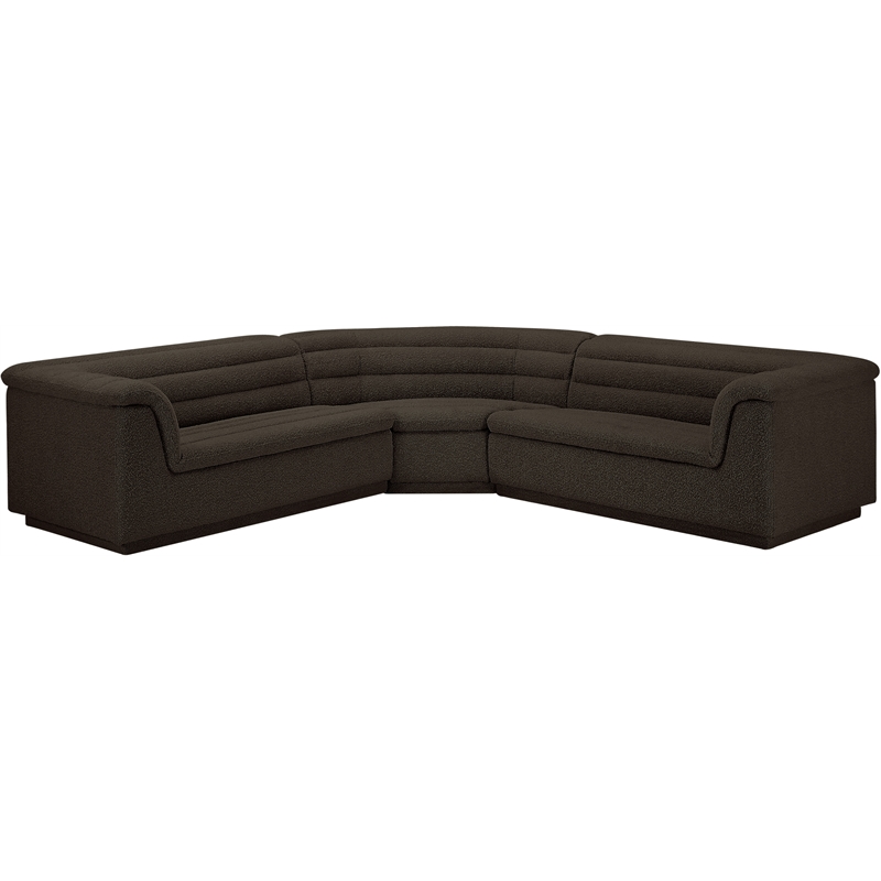 Meridian Furniture Cascade Brown Boucle Fabric Modular Sectional
