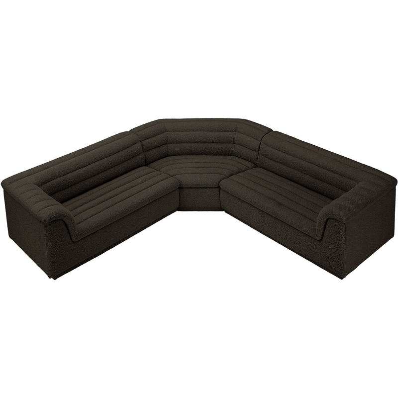Meridian Furniture Cascade Brown Boucle Fabric Modular Sectional