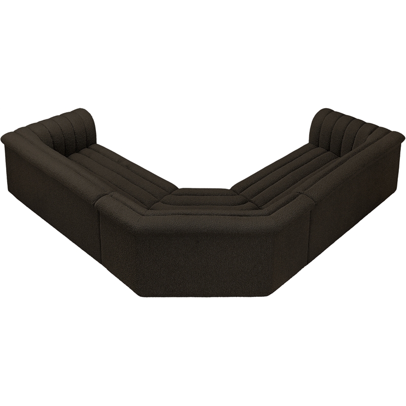 Meridian Furniture Cascade Brown Boucle Fabric Modular Sectional