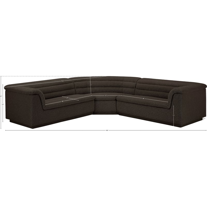 Meridian Furniture Cascade Brown Boucle Fabric Modular Sectional
