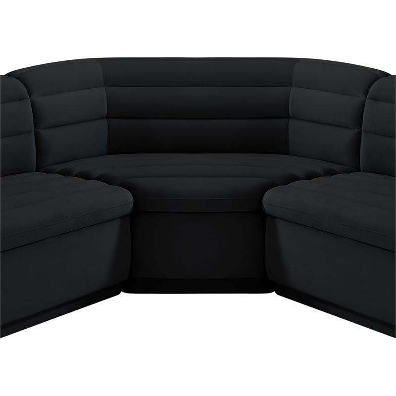 Meridian Furniture Cascade Black Velvet Fabric Modular Sectional