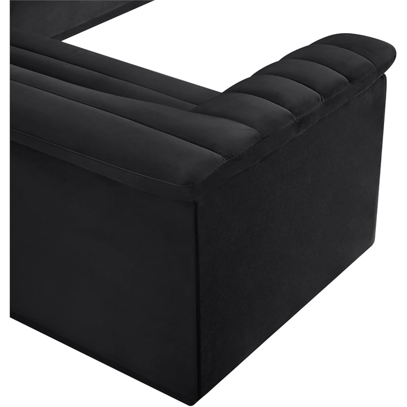 Meridian Furniture Cascade Black Velvet Fabric Modular Sectional