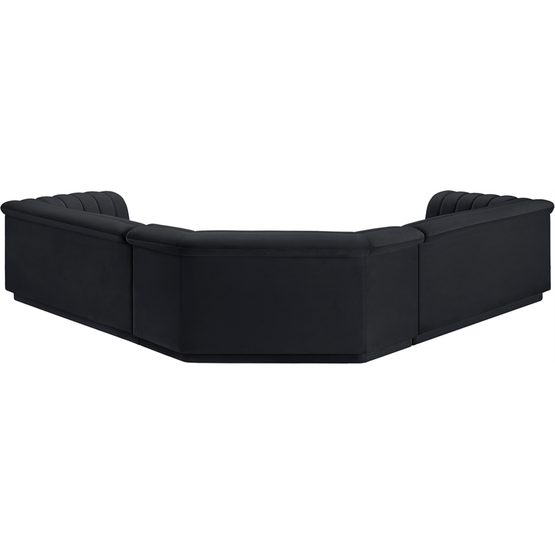 Meridian Furniture Cascade Black Velvet Fabric Modular Sectional