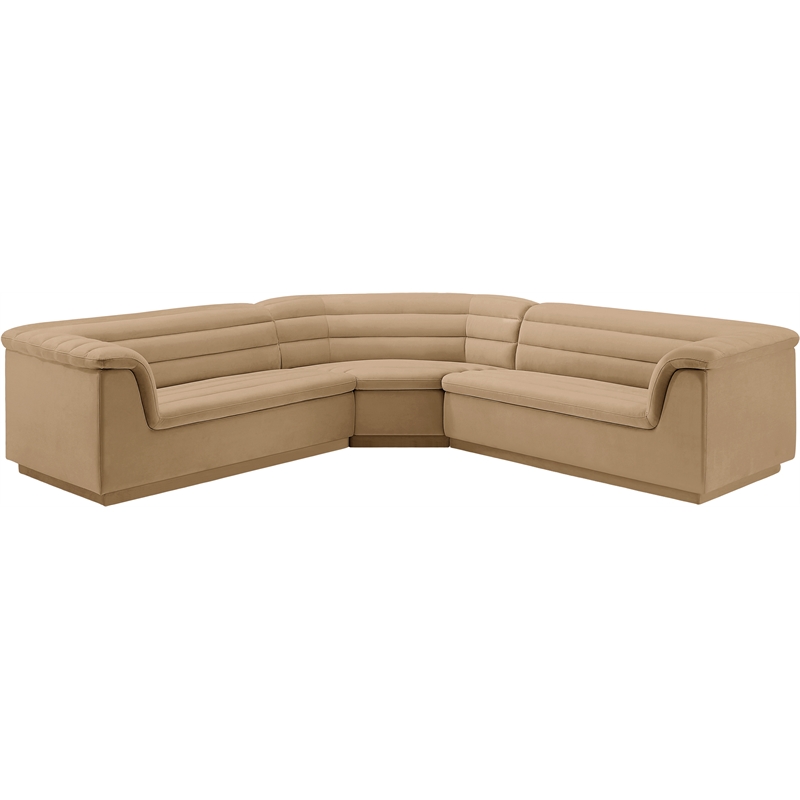 Meridian Furniture Cascade Camel Velvet Fabric Modular Sectional