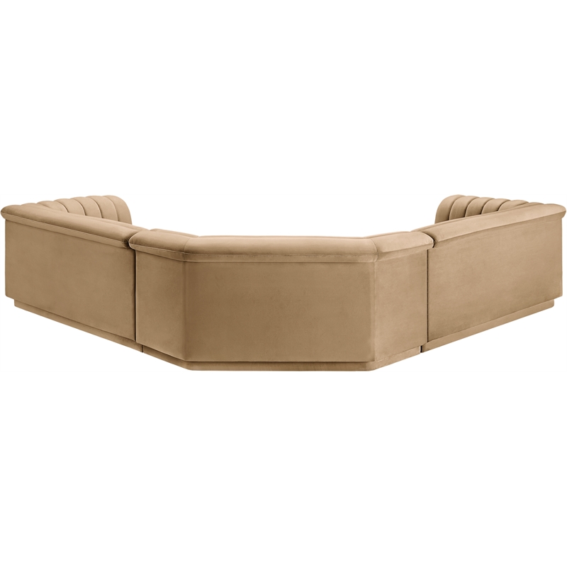Meridian Furniture Cascade Camel Velvet Fabric Modular Sectional
