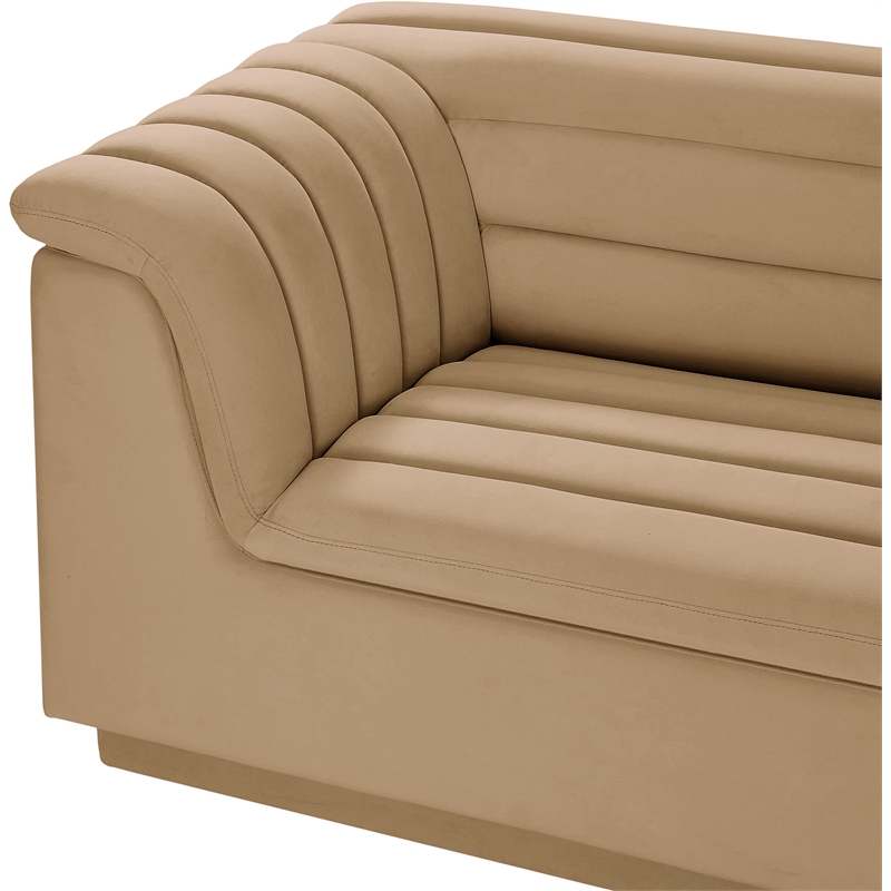 Meridian Furniture Cascade Camel Velvet Fabric Modular Sectional