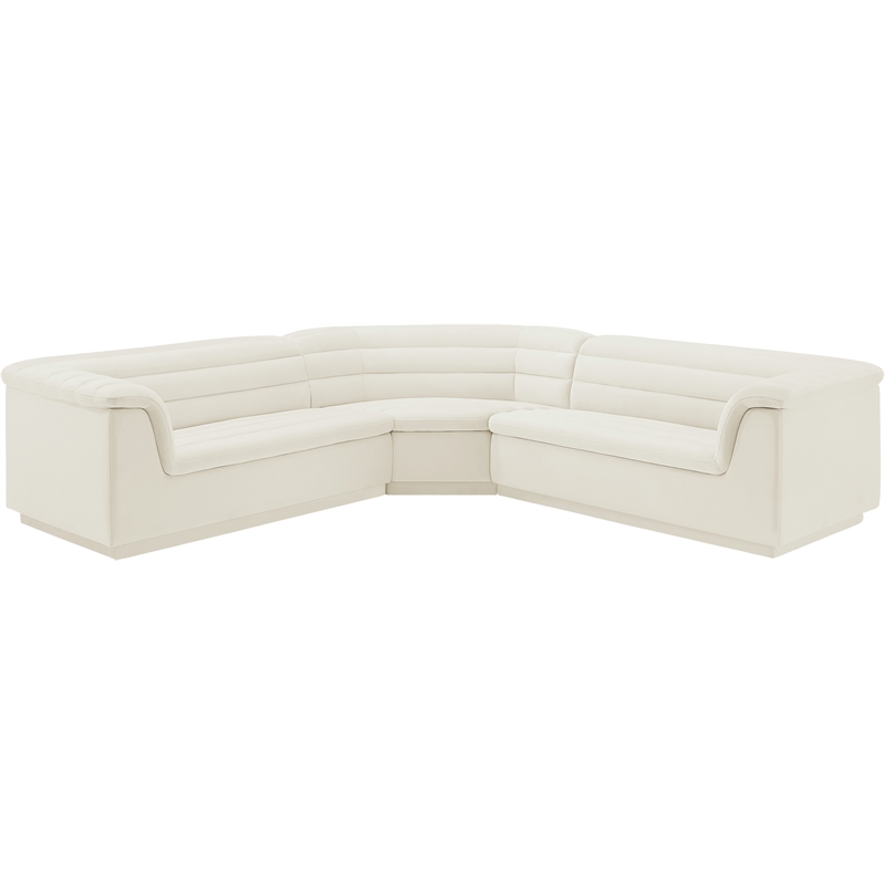Meridian Furniture Cascade Cream Velvet Fabric Modular Sectional
