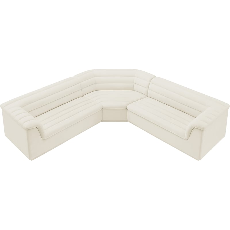 Meridian Furniture Cascade Cream Velvet Fabric Modular Sectional
