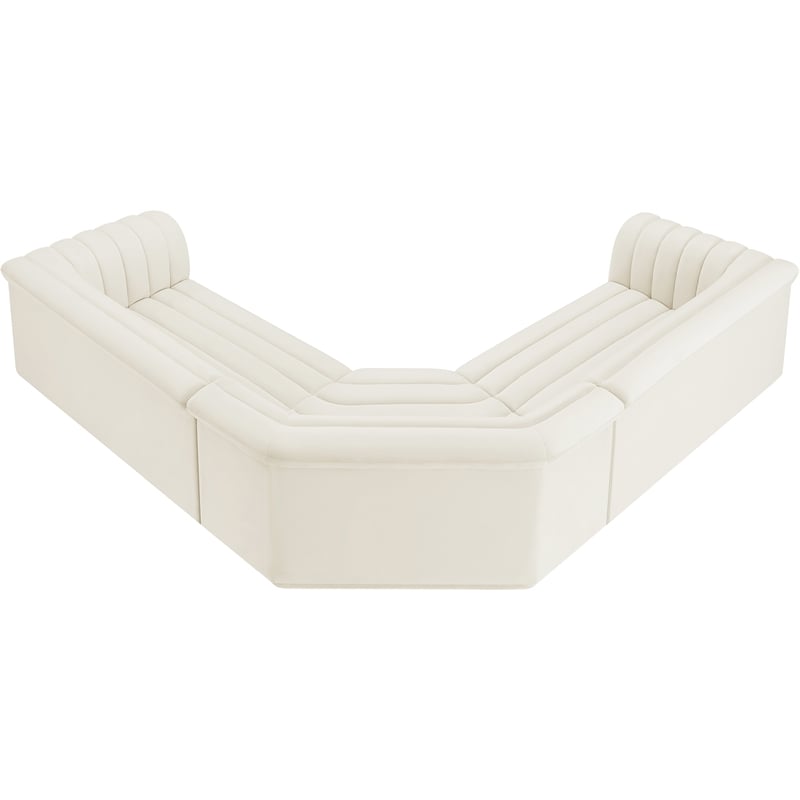 Meridian Furniture Cascade Cream Velvet Fabric Modular Sectional