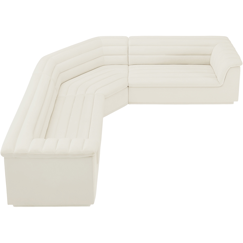 Meridian Furniture Cascade Cream Velvet Fabric Modular Sectional