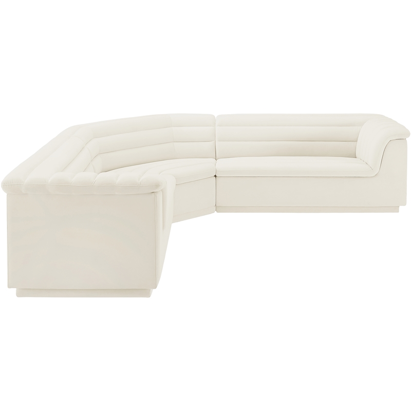 Meridian Furniture Cascade Cream Velvet Fabric Modular Sectional