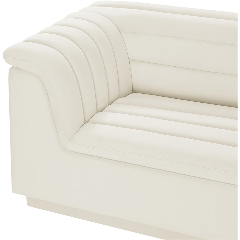Meridian Furniture Cascade Cream Velvet Fabric Modular Sectional