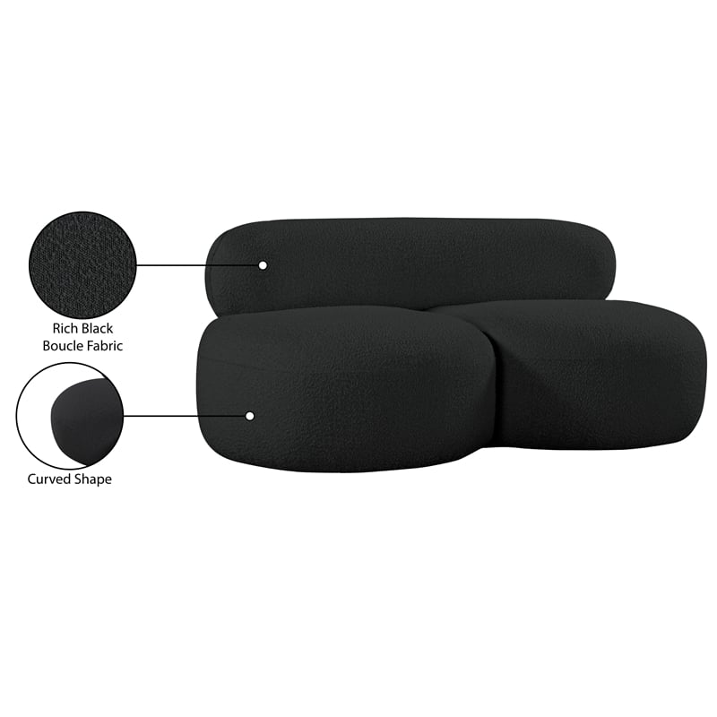 Meridian Furniture Venti Black Boucle Fabric Loveseat