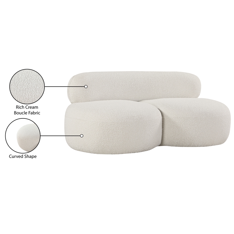 Meridian Furniture Venti Cream Boucle Fabric Loveseat