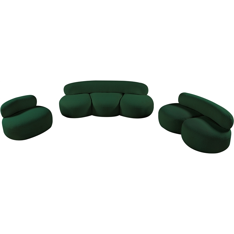 Meridian Furniture Venti Green Boucle Fabric Loveseat