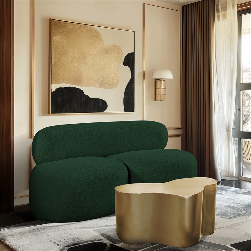 Meridian Furniture Venti Green Boucle Fabric Loveseat