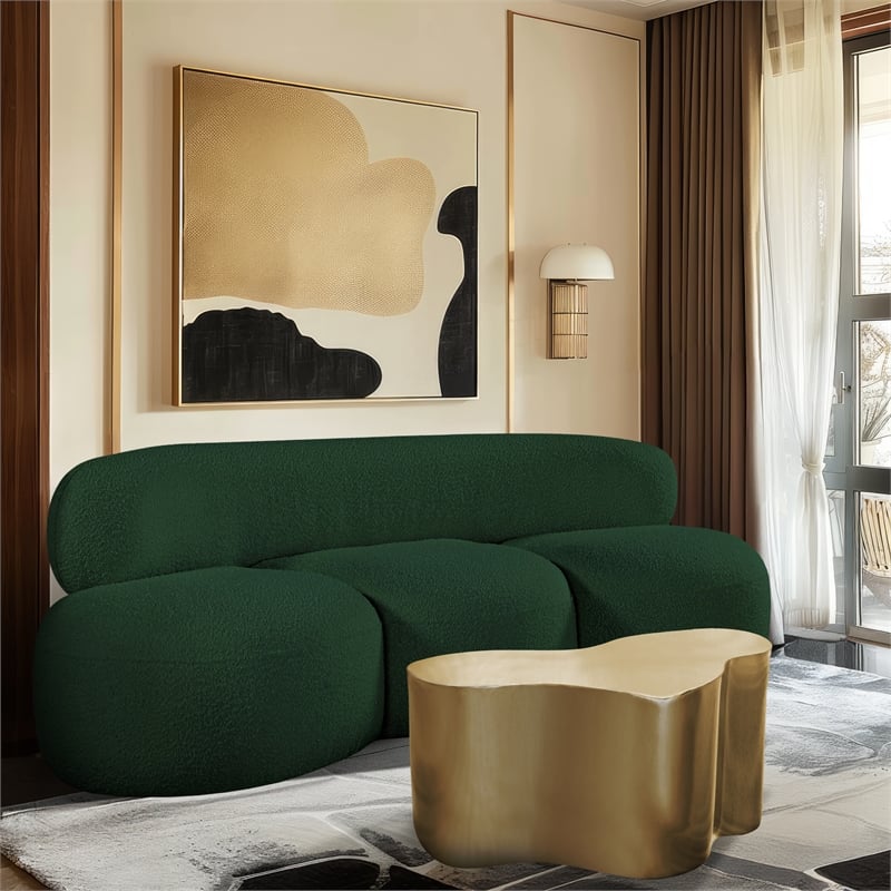Meridian Furniture Venti Green Boucle Fabric Sofa