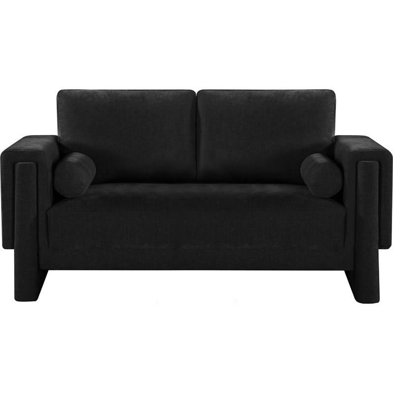 Meridian Furniture Madeline Black Chenille Fabric Loveseat