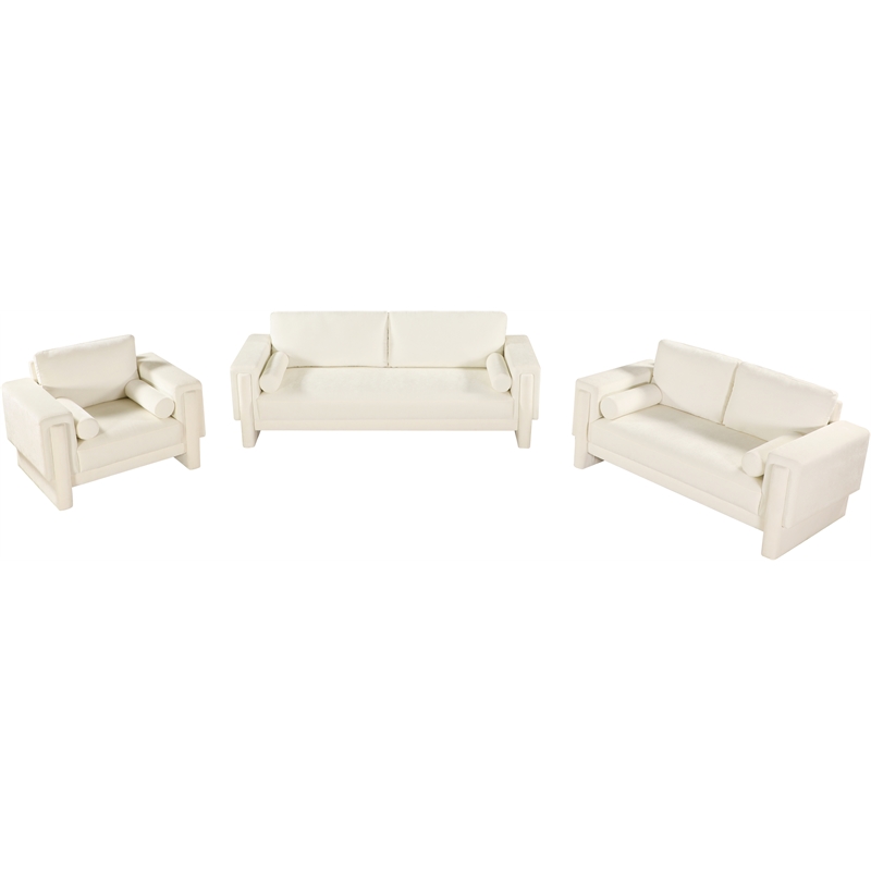 Meridian Furniture Madeline Cream Chenille Fabric Loveseat