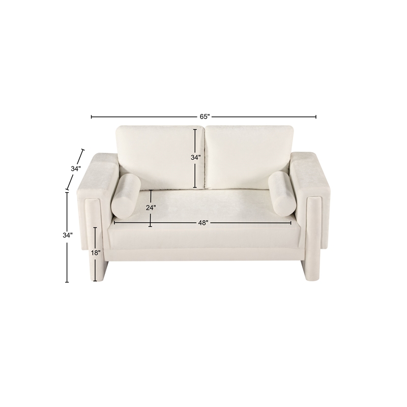 Meridian Furniture Madeline Cream Chenille Fabric Loveseat