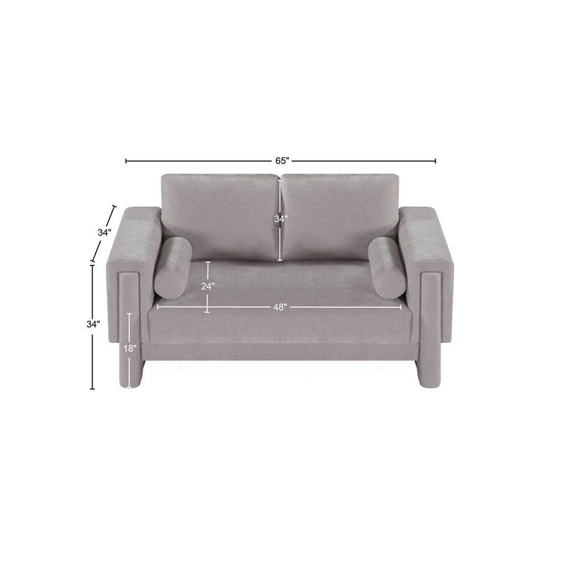 Meridian Furniture Madeline Grey Chenille Fabric Loveseat