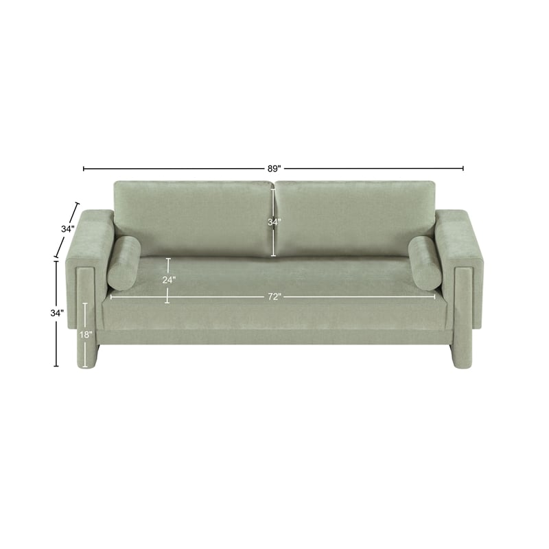 Meridian Furniture Madeline Mint Chenille Fabric Sofa