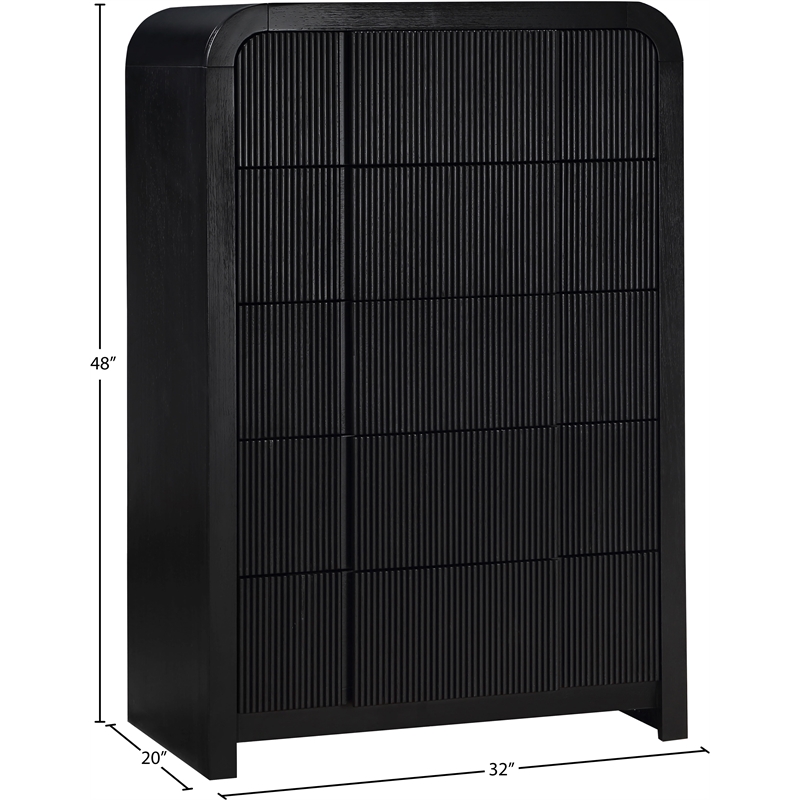 Meridian Furniture Fluted Black Oak Veneer Chest